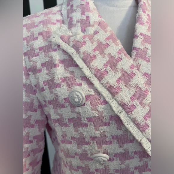 Pink and White Houndstooth Tweed Blazer - NWT - Picture 5 of 7